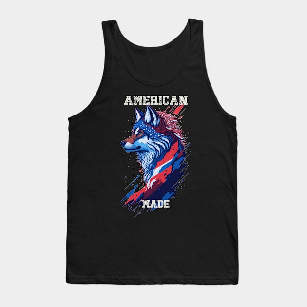 American Made Wolf 4th of July American Made Tank Top by LittleBearBlue